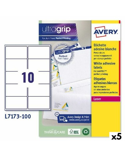 Etiketter till Skrivare Avery L7173 Vit 100 Blad 99,1 x 57 mm (5 antal)