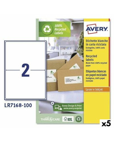 Avery White Labels LR7168, 100 Sheets, 199.6 x 143.5 mm for Printers

