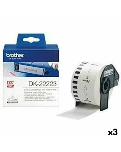 Continu Papier voor Printers Brother DK-22223 Wit 50 mm x 30,48 m Zwart (3 Stuks)