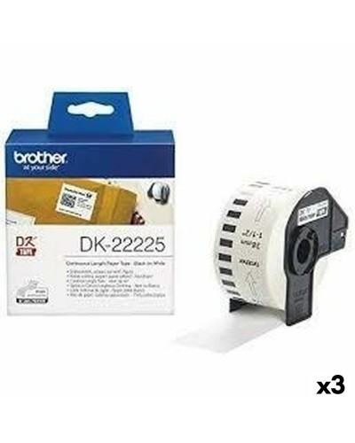 Brother DK-22225 Endlos-Etikettenrolle, Weiß, für Drucker, 38 mm x 30,48 m (3er-Pack)
