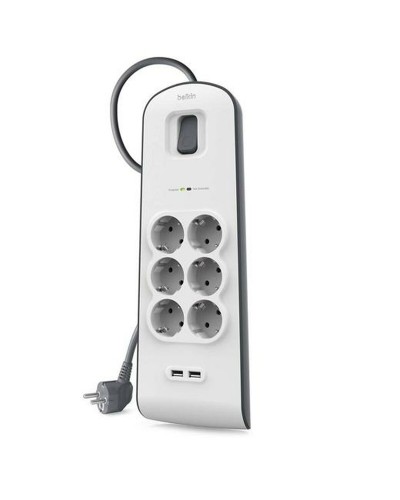 Belkin 6-Outlet Power Strip 2m with Switch and 2 USB - Surge Protection
