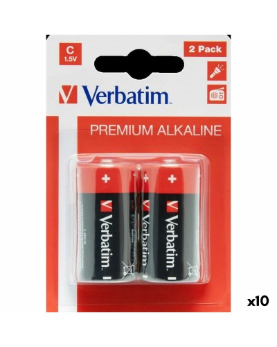 Verbatim LR14 Piles Alcalines 1.5V - Pack de 10 Piles C Puissantes
