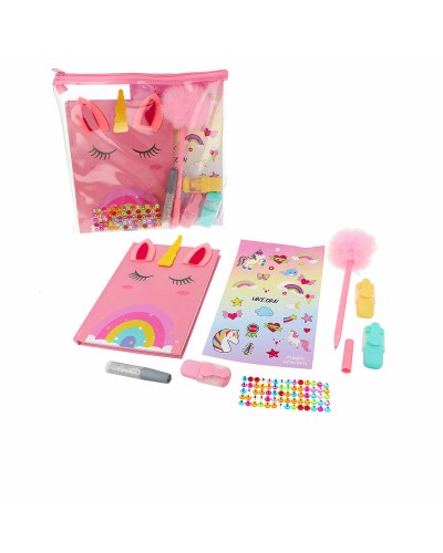 Papelería Mágica para Unicornios: Set de 8 Piezas (Lápiz, Bolígrafo, Regla, Goma...)

