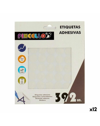Étiquettes adhésives rondes blanches, Ø 18 mm, 12 paquets de 19,5 x 4 x 17 cm
