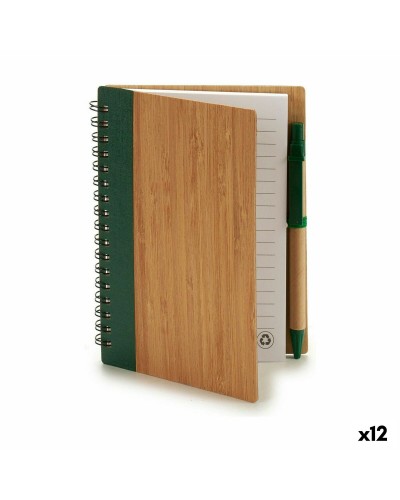 Spiraalnotitieblok met Pen Bamboe 1 x 16 x 12 cm (12 Stuks)