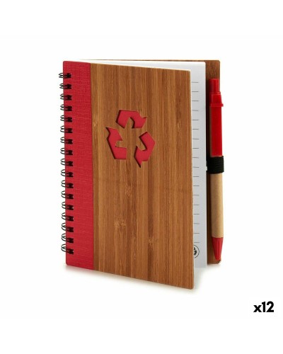 Spiraalnotitieblok met Pen Bamboe 1 x 16 x 12 cm (12 Stuks)