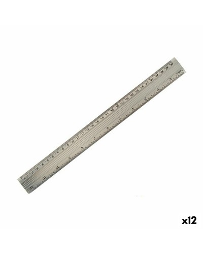 Regla de aluminio plateada de 35,5 cm, 0,5 x 4 cm (Paquete de 12)
