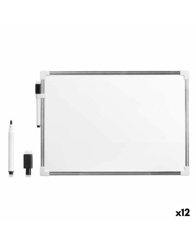 Magnettavla med märkpenna Vit Aluminium 25 x 35 cm (12 antal)