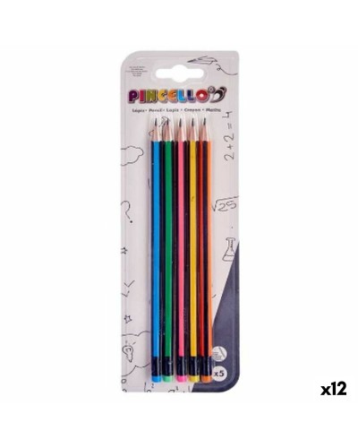 Potlood Set Strepen Multicolour Hout (12 Stuks)