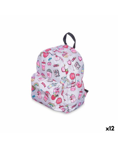 Zaino Scuola Rainbow Multicolore Grande - 28x12x22 cm - 12 Unità