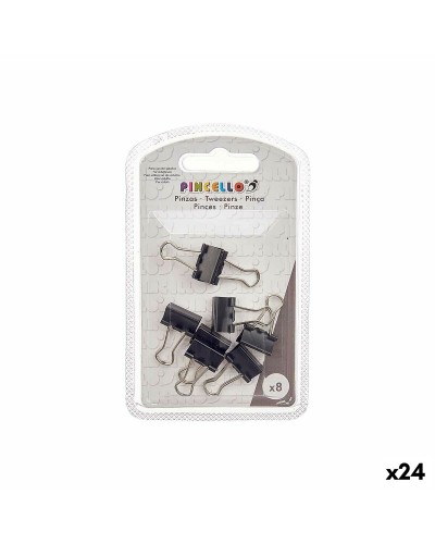 Pinzas Clip Negras de Metal, Paquete de 24
