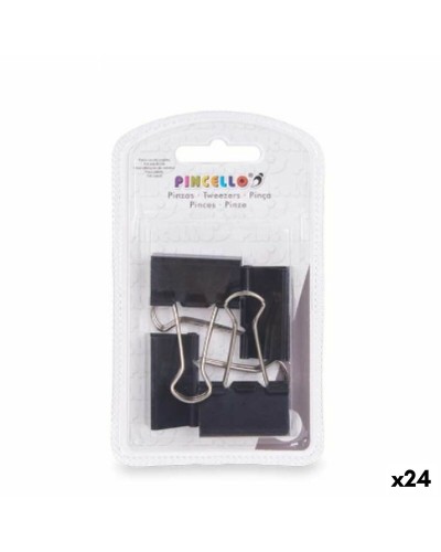 Große Klammern Clips, Schwarz, Metall, 24er-Set
