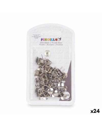 Chinchetas Metálicas Plateadas (24) para Fijación Segura

