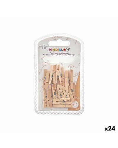 Klemmen Klein Bruin Hout (24 Stuks)