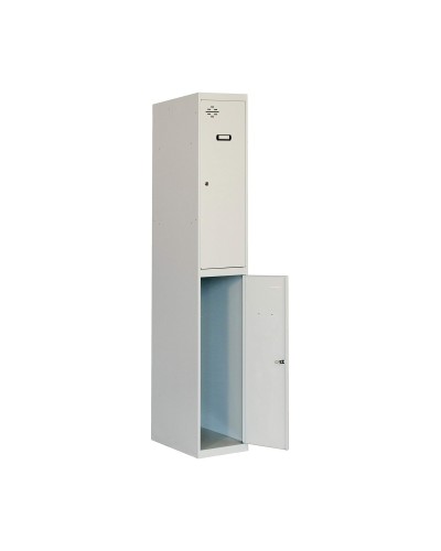 Simon Rack Locker Light Grey Metal, 2 Shelves (180 x 30 x 50 cm)
