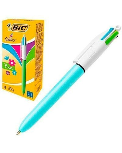 Bic Fun - Lot de 12 stylos à bille en Bleu clair et Blanc
