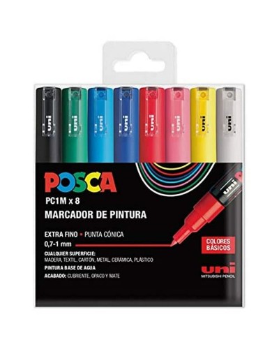 Uppsättning av markörer POSCA PC-1M 8 Delar Multicolour