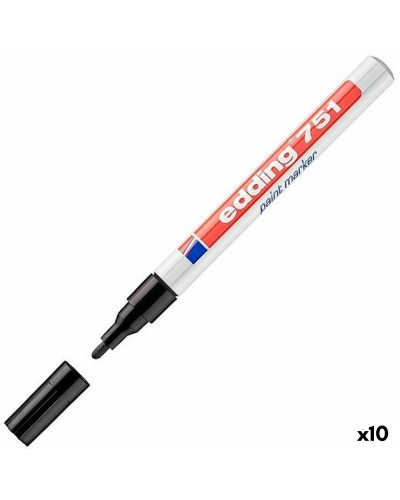 Marcatore Permanente Edding 751 Nero 10pz per Scrittura Precisa e Resistente