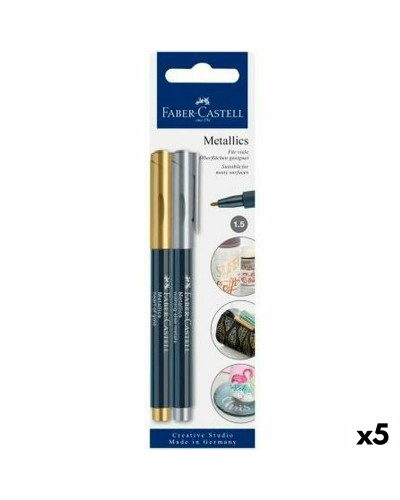 Tuschpennor Faber-Castell Creative Studio Metallics Gyllene Metall (5 antal)
