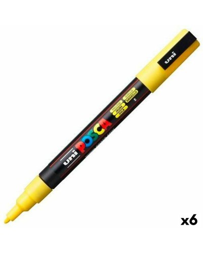 POSCA PC-3M Marker Gelb, 6er-Pack | Mittlere Spitze | Schreiben und Zeichnen auf verschiedenen Oberflächen

