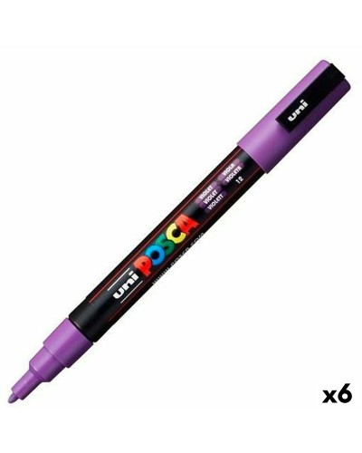 Marqueur POSCA PC-3M Violet, Lot de 6 - Parfait pour Artistes et Créatifs
