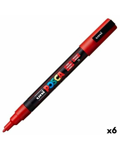 POSCA PC-3M Red Markers (6 Units) - Perfect for Writing, Drawing and Art
