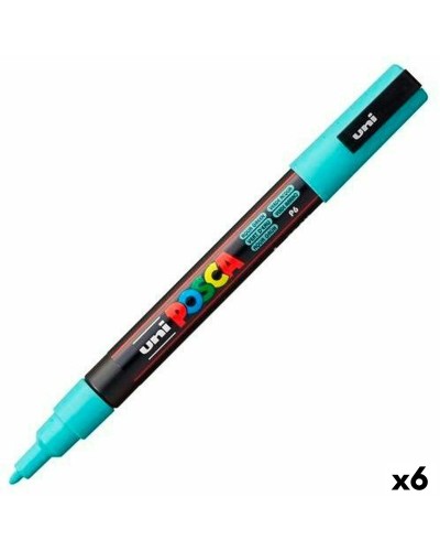 POSCA PC-3M Marqueurs - Pointe Moyenne - Vert Turquoise (Lot de 6) - Feutres de Marquage et Écriture Artistique
