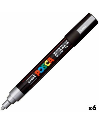 Tuschpennor POSCA PC-5M Silvrig (6 antal)
