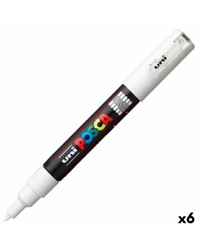 POSCA PC-1M Marker: 6er-Pack, Farben Weiß und Schwarz, Permanente Marker
