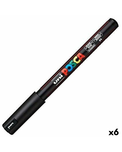 Pennarello POSCA PC-1MR Nero - Confezione da 6 | Marcatore Permanente per Carta, Legno e Tessuti