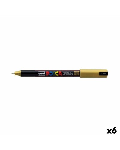 Pennarelli POSCA PC-1MR Dorati (Confezione da 6) | Puntale Medio | Ideali per Disegno e Scrittura
