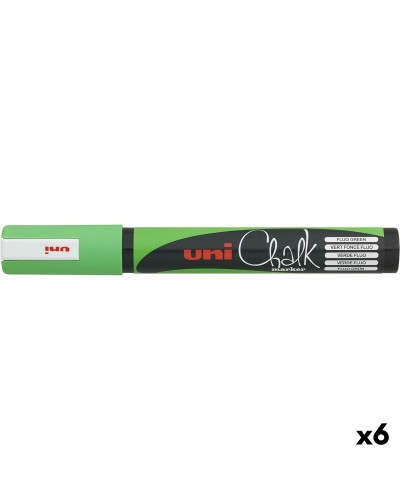 Uni-Ball Kreidemarker Grün, 6 Stück für temporäre Beschriftung auf Tafeln und glatten Oberflächen
