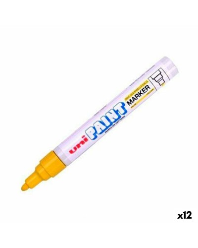 Uni-Ball PX-20 Marcador Permanente Amarillo, Punta 2,8 mm, Paquete de 12
