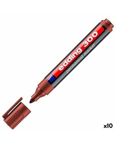 Permanent markörpenna Edding 300 Brun (10 antal)