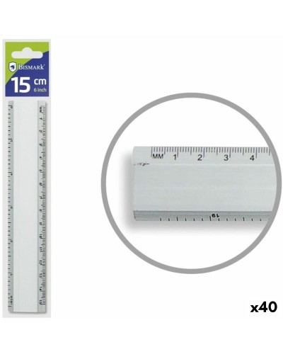 Viivoitin Bismark Hopeinen Alumiini 15 cm (40 osaa)