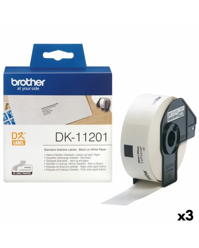 Étiquettes pour imprimante Brother DK-11201 | 29 x 90 mm | Noir sur Blanc | Paquet de 3
