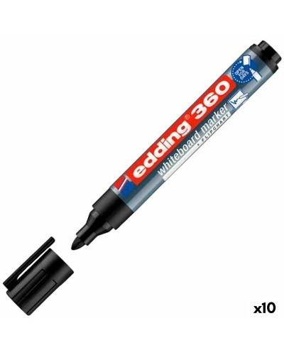 Feutre pour Tableau Blanc Noir Edding 360 Rechargeable - Boîte de 10
