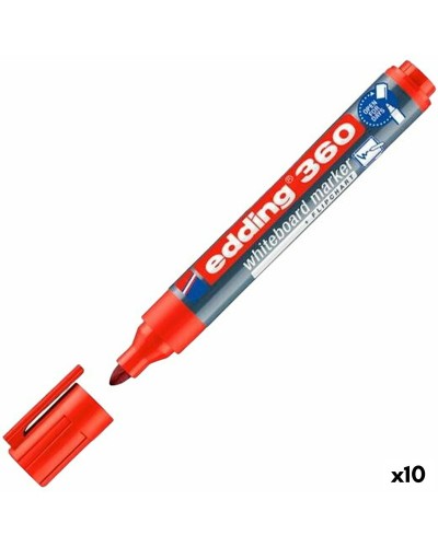 Marqueur pour Tableau Blanc Rouge Rechargeable Edding 360, Lot de 10
