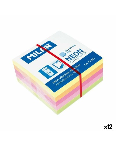 Milan Note Adesive Neon 50x50 mm | 12 Unità | Colori Vivaci per Appunti e Organizzazione