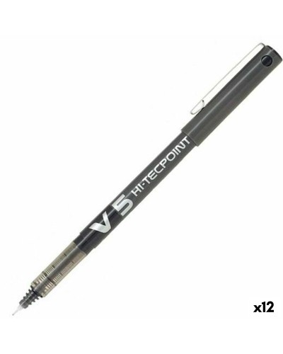 Pilot V-5 Hi-Tecpoint Tintenroller, Schwarz, Ultrafeine Spitze 0,3 mm, 12er Pack
