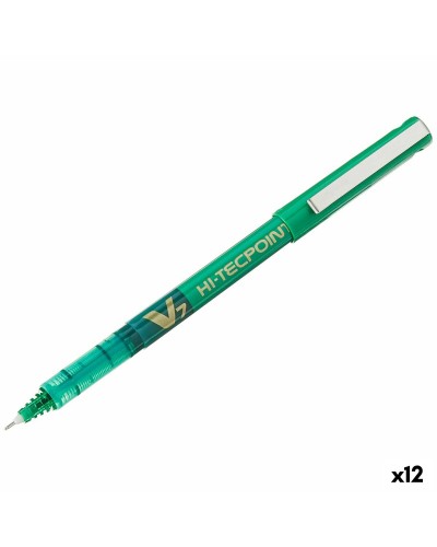 Pilot V-7 Hi-Tecpoint 0.5 mm Ink Pen - Green | Smooth and precise writing | Set of 12
