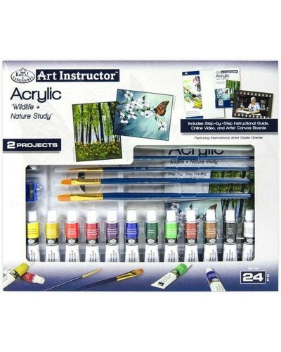 Royal & Langnickel Art Instructor : Ensemble de 24 couleurs acryliques multicolores, idéal pour les artistes.
