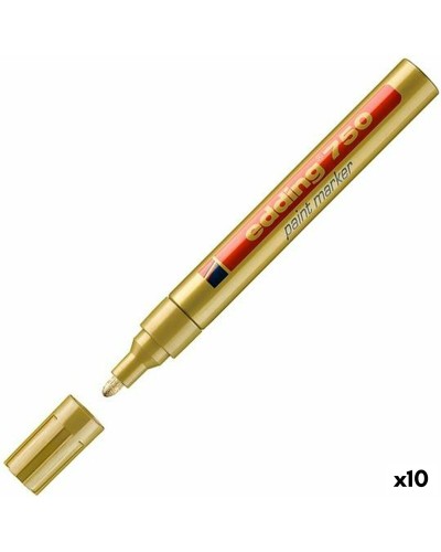 Marqueur Permanent Edding 750 Or, Lot de 10 | Pointe 2-4 mm
