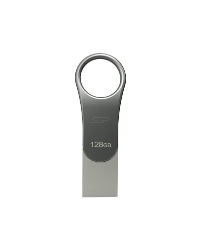 Silicon Power Mobile C80: 128GB USB Flash Drive - Titanium Gray, Compact and Durable
