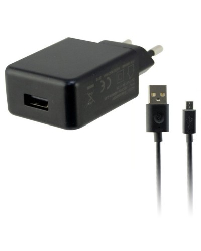KSIX Caricabatterie USB 2A Nero + Cavo Micro USB - Ricarica Rapida
