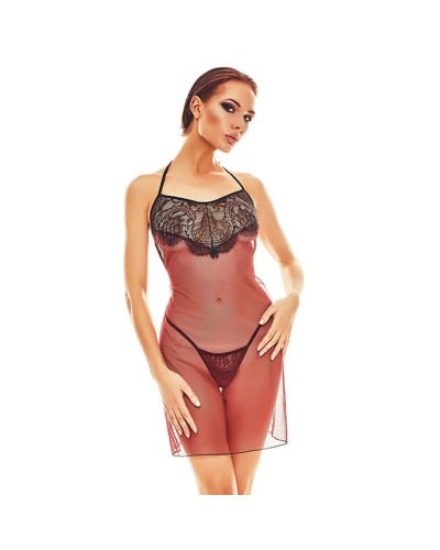 Babydoll Anaïs Noir/Rouge S/M - Lingerie Sexy Femme
