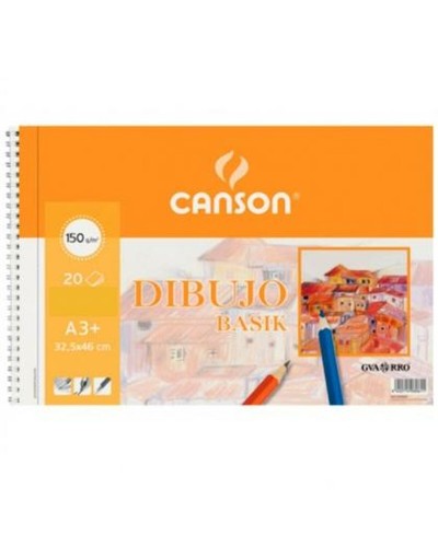Canson Basik Zeichenblock | 20 glatte, mikroperforierte Blätter | 150 g | Spiralbindung | 32,5 x 46 cm | 10er-Pack
