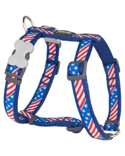 Red Dingo Dog Harness | American Flag Style | Adjustable Size: 36-54 cm x 30-48 cm

