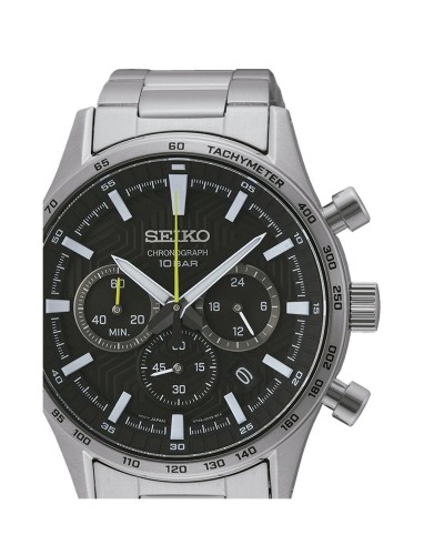 Horloge Heren Seiko SSB413P1 Zwart Zilverkleurig