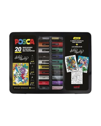 Uni-Ball Dirty Harry Set Marqueurs Multicolores Lot de 20 - Idéal pour le Dessin et l'Illustration
